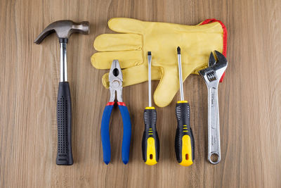 Directly above shot of various objects on table
