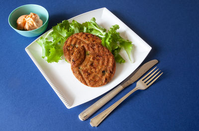 High angle view of meal served in plate