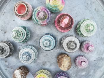 High angle view of candies for sale