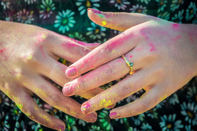 Close-up of woman hand with tattoo