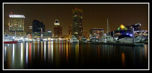 Illuminated city at night