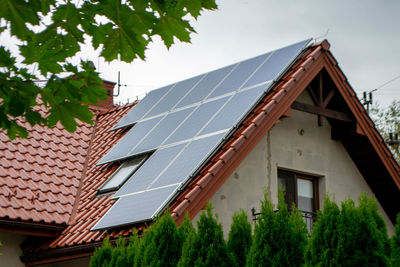 House roof with photovoltaic modules.