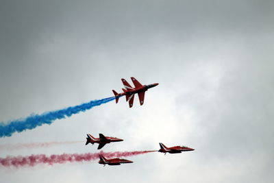 Aerial acrobatic of red arrows performing as team