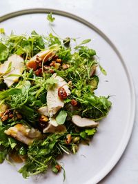 High angle view of salad served in plate