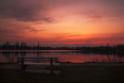 Scenic view of lake during sunset