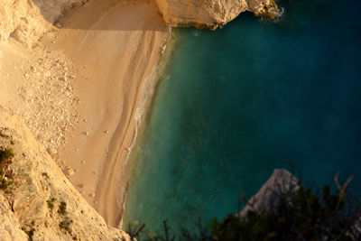 Scenic view of beach and sea from height