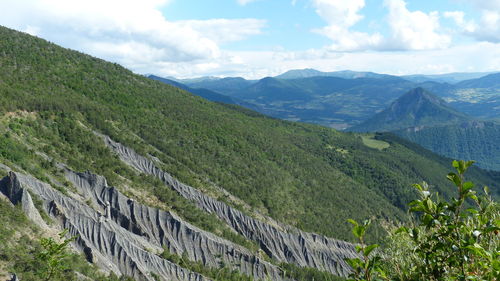 Scenic view of mountains against sky