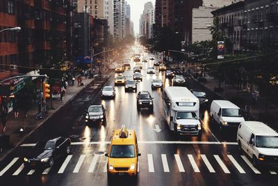 High angle view of traffic on road