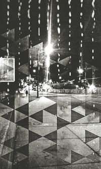 View of illuminated city at night