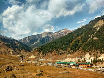 Scenic view of mountains against sky