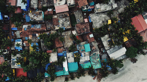 High angle view of buildings in city