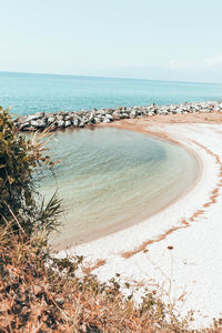 Scenic view of sea against clear sky