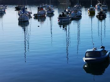 Boats moored in harbor