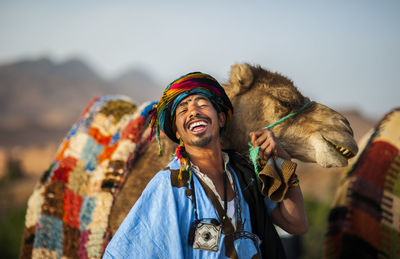 Young man wearing mask outdoors