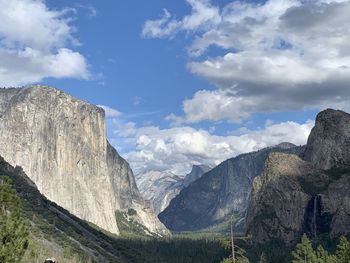 Low angle view of mountains against sky