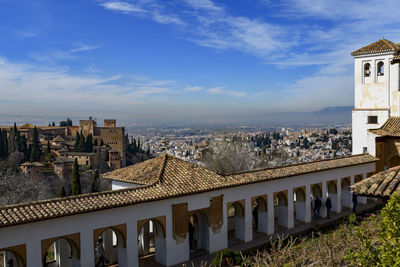 High angle view of buildings in city