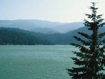 Scenic view of lake and mountains