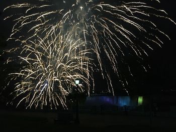 Firework display at night