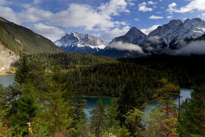 Scenic view of mountains against sky