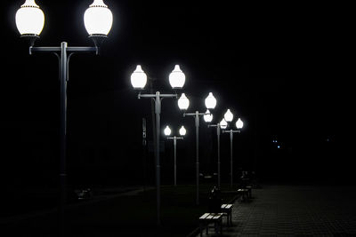 Illuminated columns at night