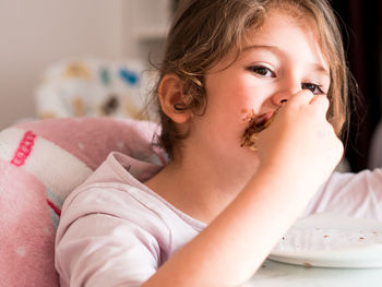 Portrait of woman at home