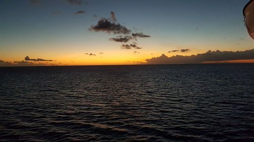 Scenic view of sea against sky at sunset