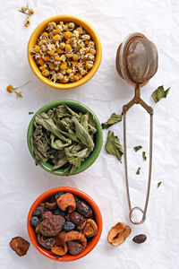 High angle view of food on table