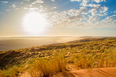 Dreamy dune landscape during sunset of the dunes in sossusvlei, namibia. travel, tourism.