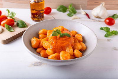 Close-up of food in plate on table