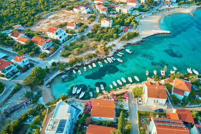 High angle view of buildings in city