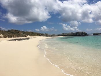 Scenic view of beach against sky