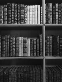 Full frame shot of books in shelf