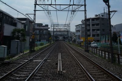 Railroad tracks against sky