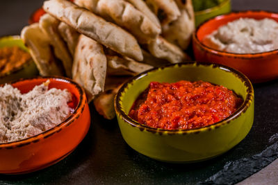 Close-up of food on table