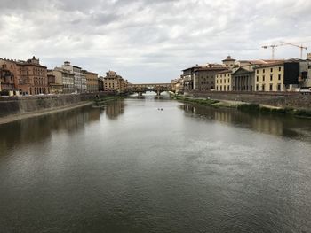 River by buildings against sky in city