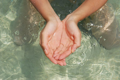 Low section of child in water