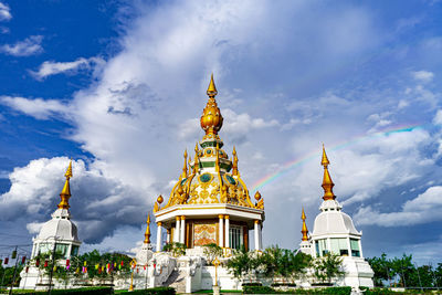 Low angle view of temple building against sky