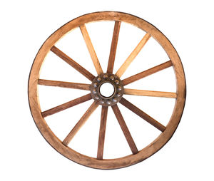 Directly below shot of wheel against white background