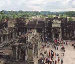 Group of people in front of historical building