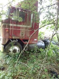 Abandoned car on road