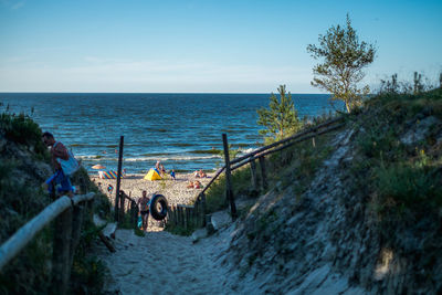 High angle view of sea against sky