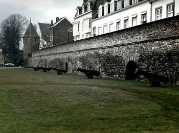 View of lawn in front of building