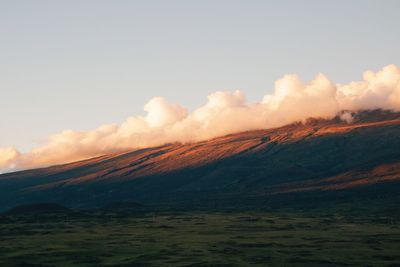 Scenic view of landscape against sky during sunset