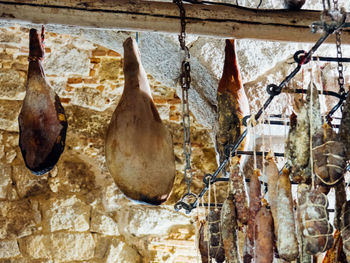 Close-up of food hanging on floor