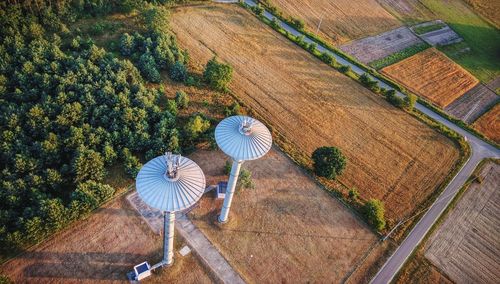 High angle view of fields