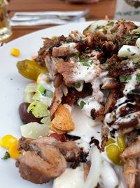 Close-up of food served in plate