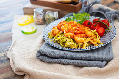 Close-up of meal served in plate on table