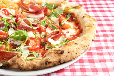 Close-up of pizza on table