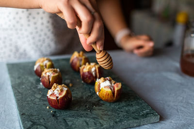 Midsection of person preparing food