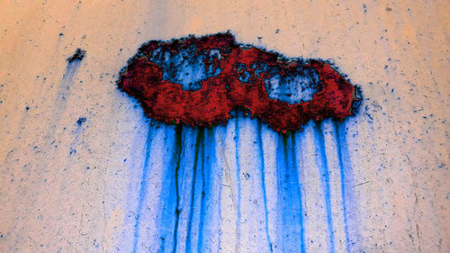 Close-up of rusty metal on wall